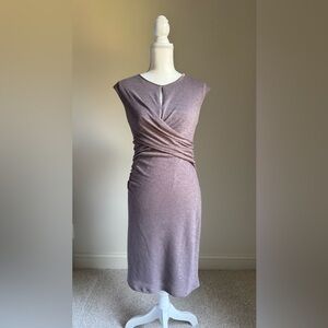 NINE WEST Brown Velvet Trimmed Knit Sheath Dress Sz 4